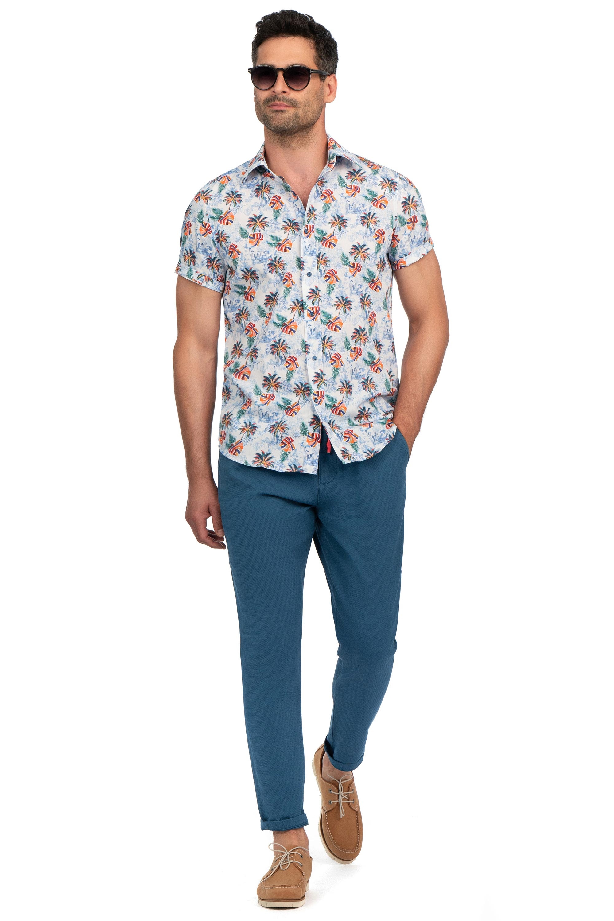 Camasa shaped maneca scurta alba print geometric 4