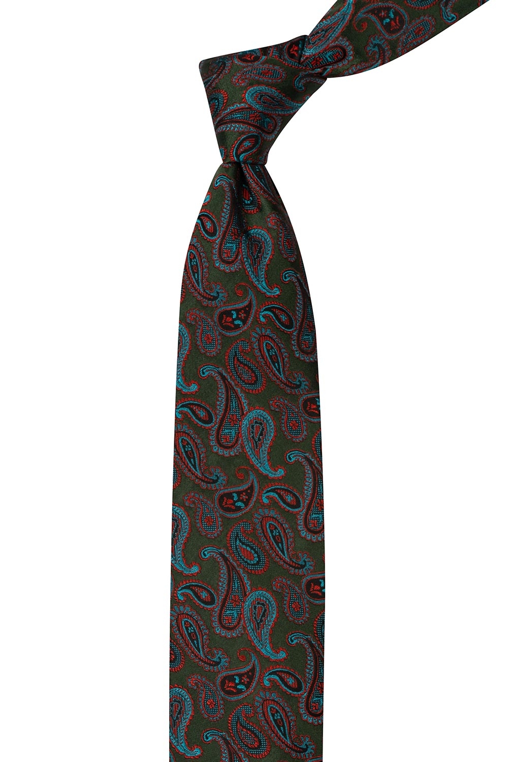 Cravata poliester tesut verde print floral 1