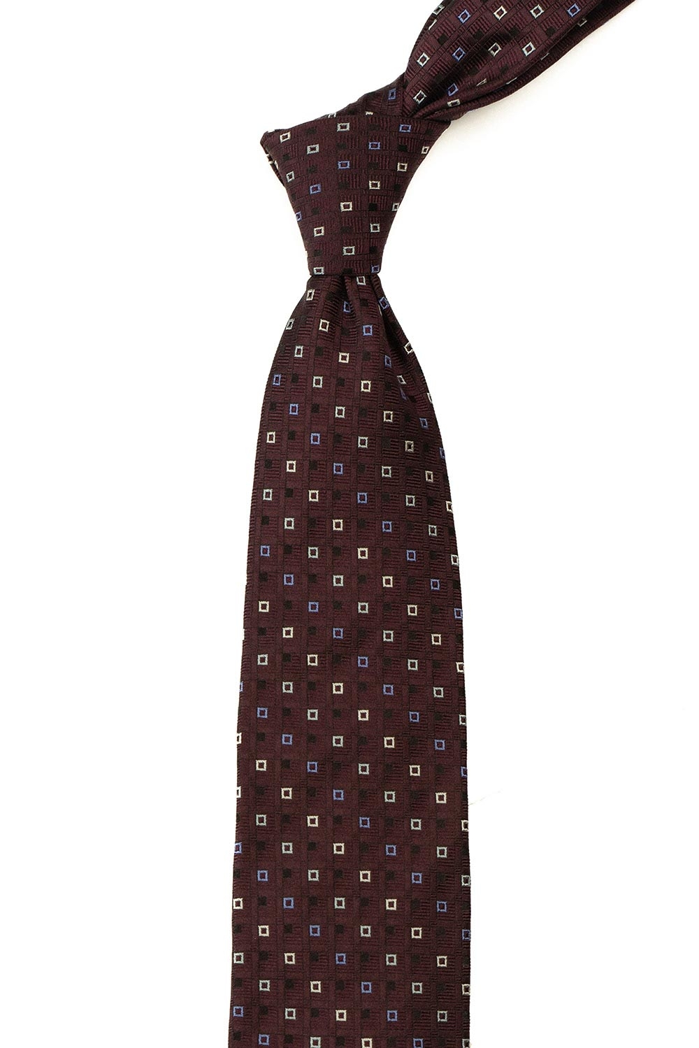 Cravata matase tesuta grena print geometric 1