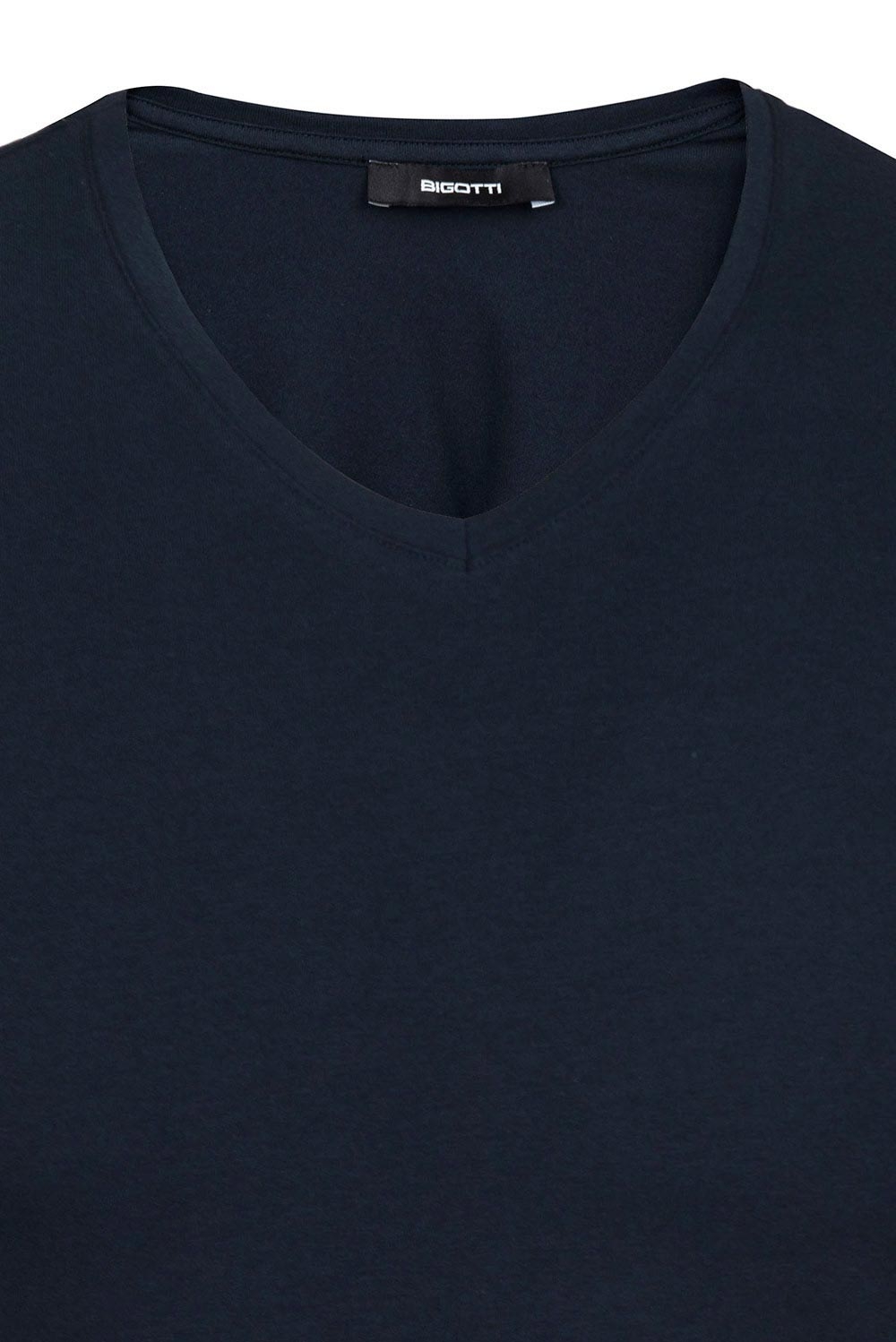 Tricou slim bleumarin guler in v 1