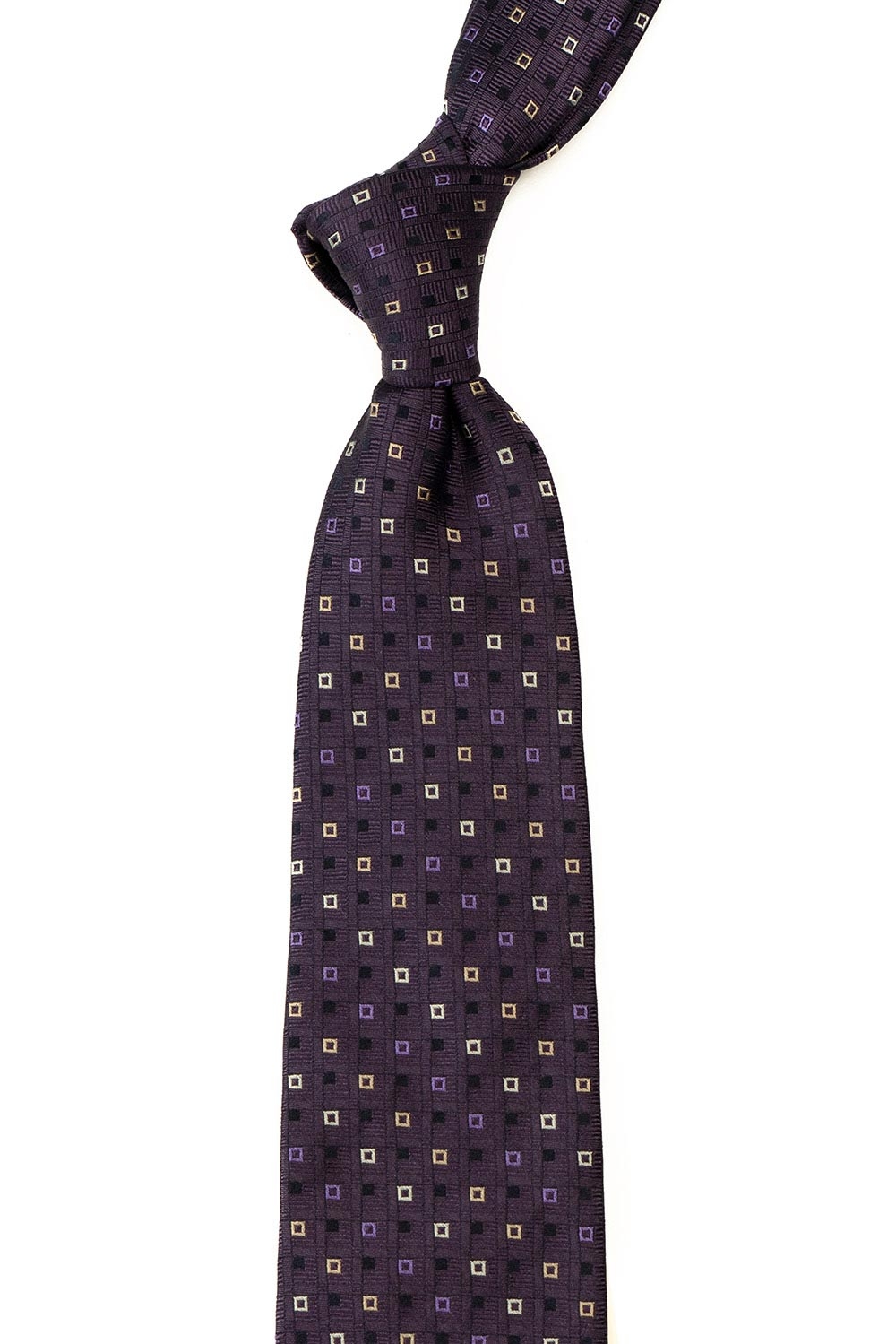 Cravata matase tesuta violet print geometric 1
