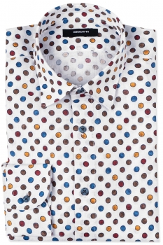 Camasa din in slim alba print geometric