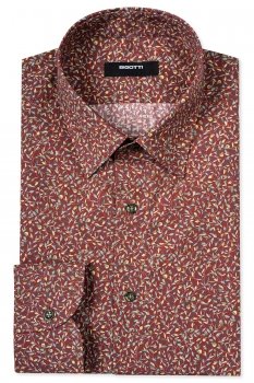 Shaped burgundy floral shirt