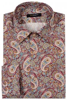 Superslim burgundy floral shirt