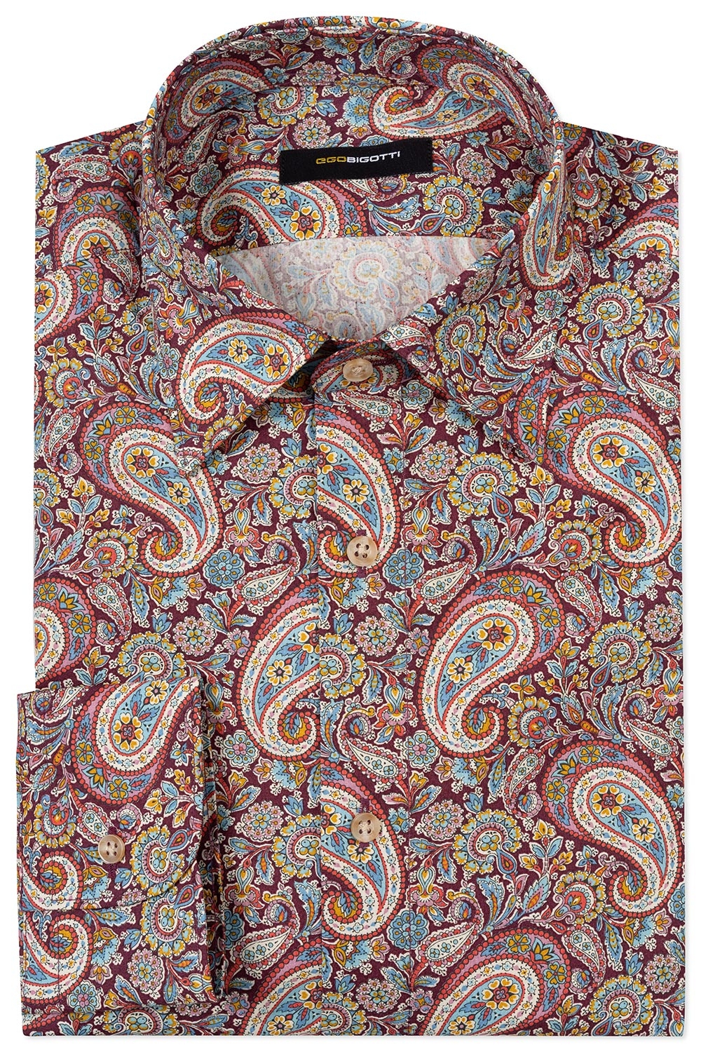 Superslim burgundy floral shirt 0