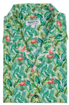Camasa maneca scurta hawaii verde print floral