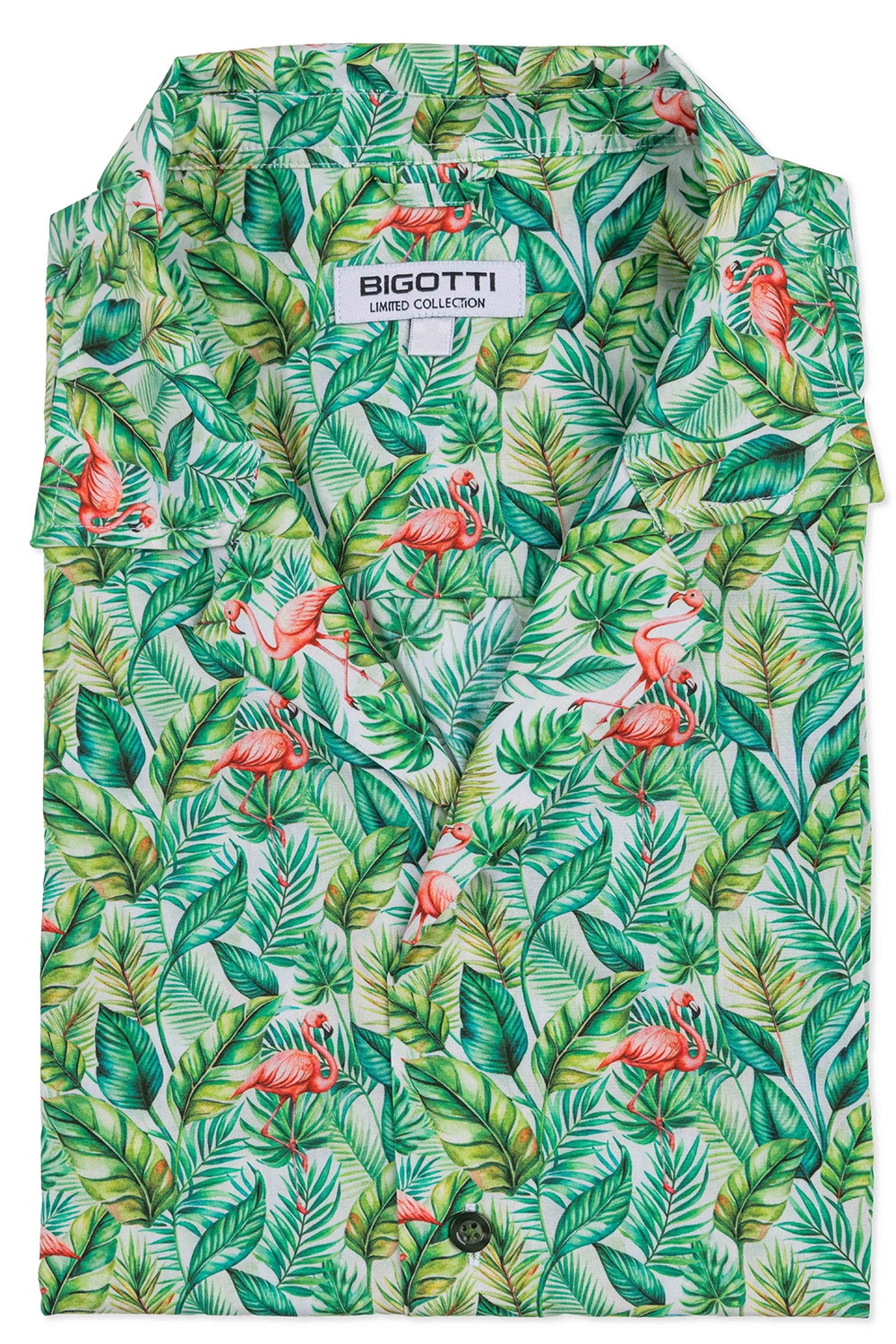 Camasa maneca scurta hawaii verde print floral 0
