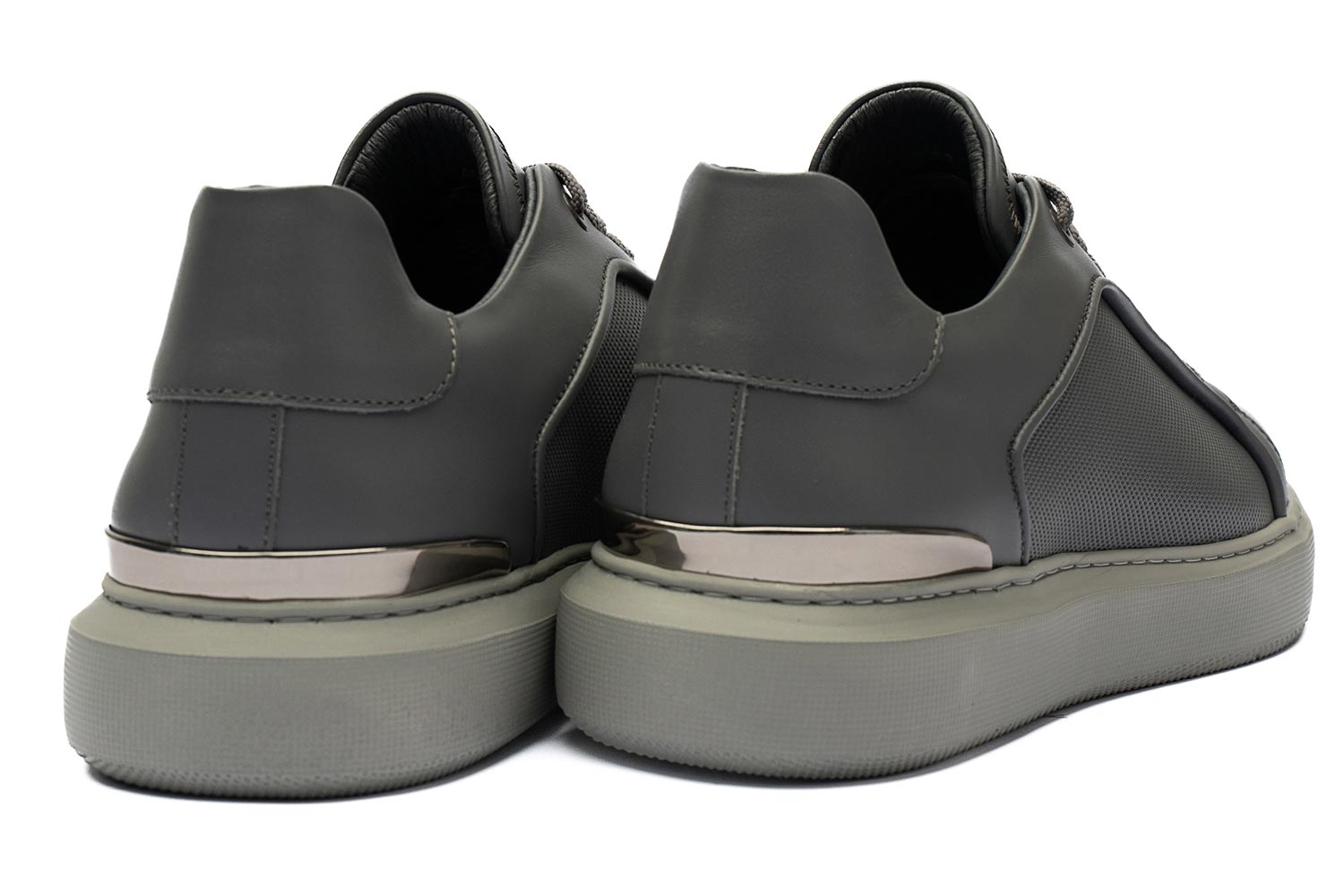 Sneakers gri piele naturala 2