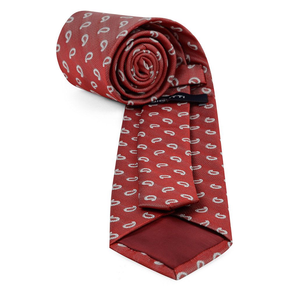 Cravata poliester rosu print paisley 2