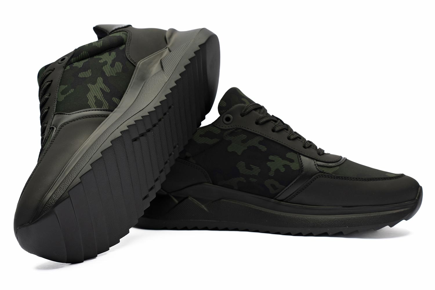 Sneakers verzi piele naturala si neopren 1