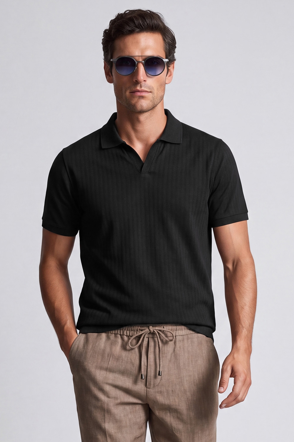 Tricou polo basic negru uni 0