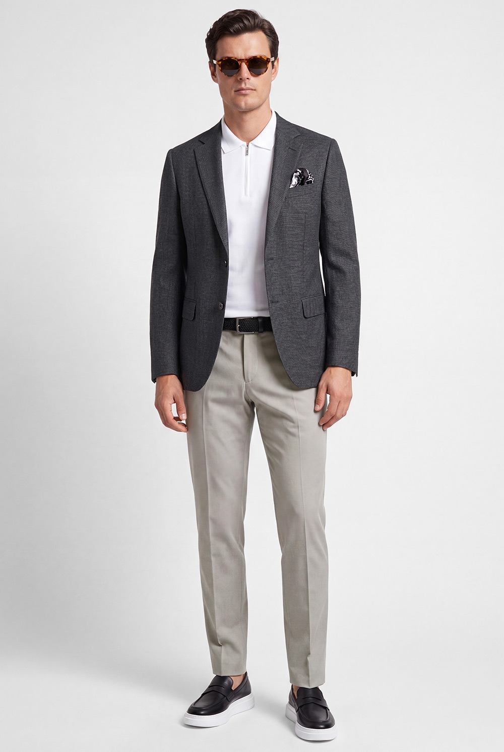 Pantaloni slim gri uni 0