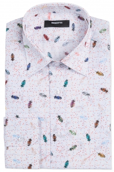 Camasa slim alba print geometric