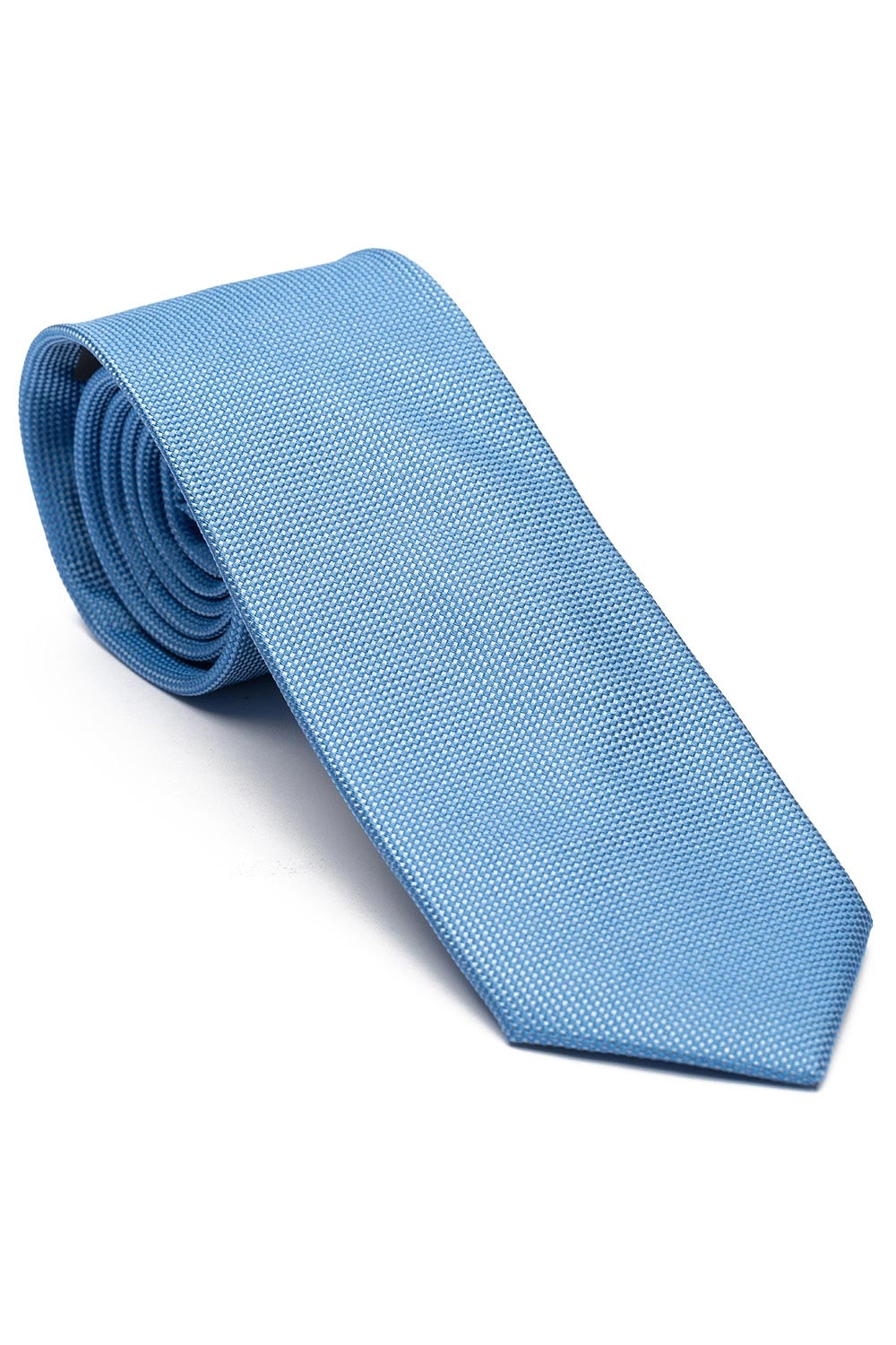 Cravata matase tesuta bleu uni 0