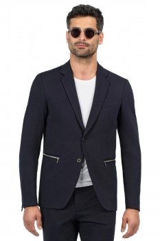 Slim body navy plain blazer