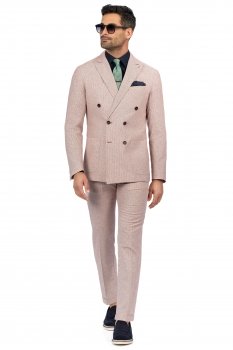 Costum slim bej in dungi