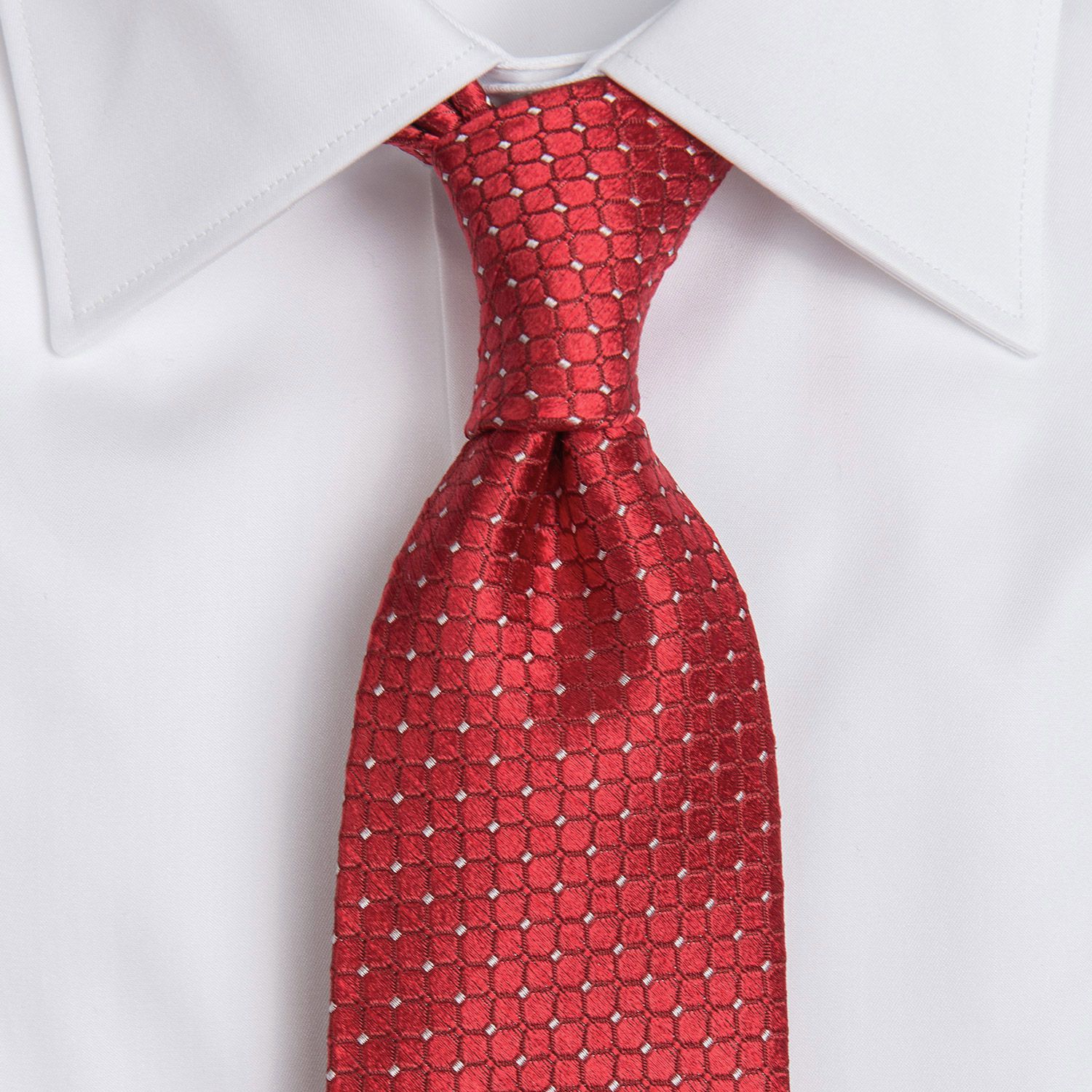 Cravata matase tesuta rosie print geometric 0