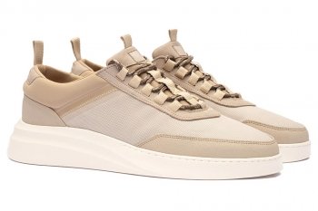 Beige leather, textile, nubuck shoes