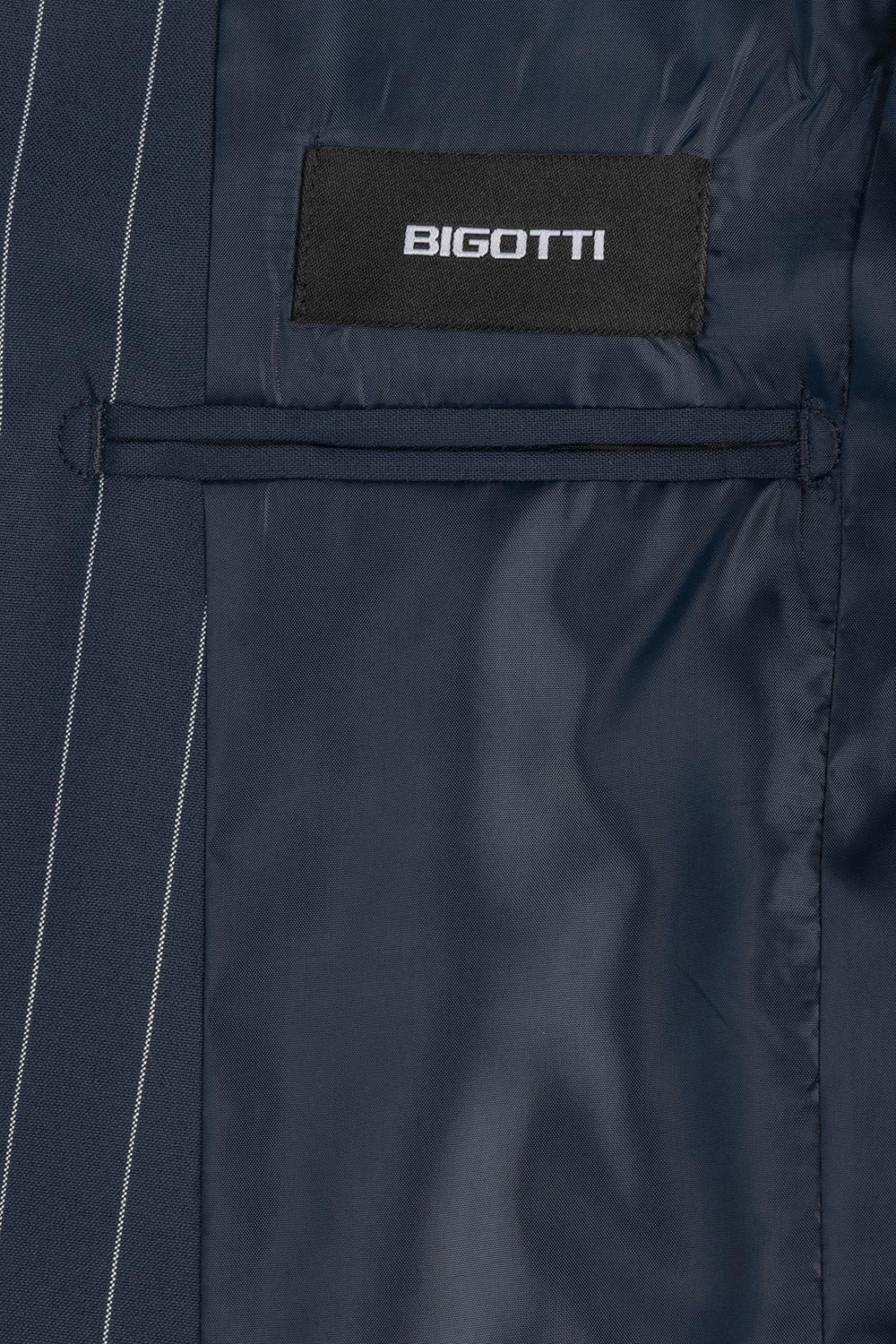 Costum slim bleumarin cu dungi 1